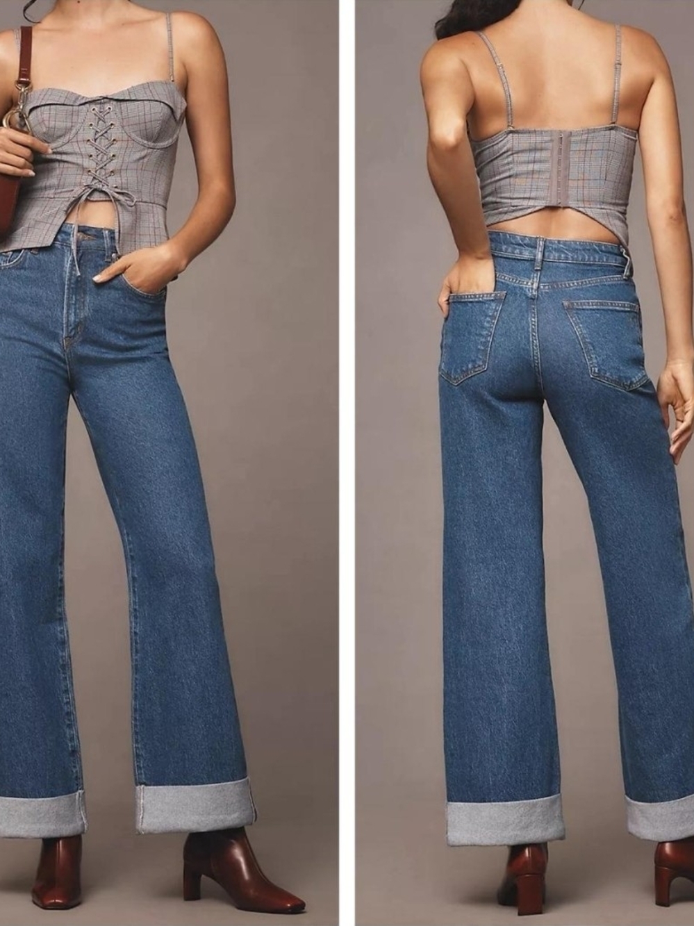 Anthropologie Pilcro The Austyn High Rise Cuffed Wide Leg Jeans Size 27